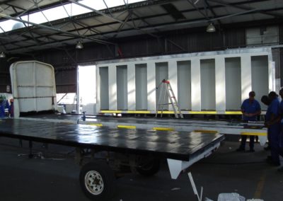 Mobi-Shower portable shower trailers set up at an outdoor event in South Africa