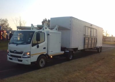 Mobi-Shower portable shower trailers set up at an outdoor event in South Africa
