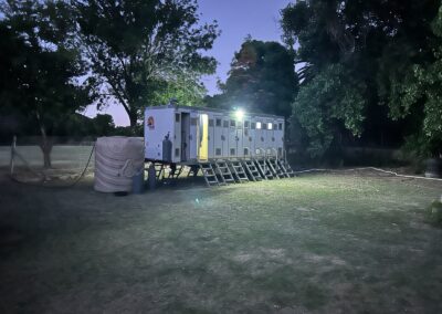 Mobi-Shower portable shower trailers set up at a mountain biking event in South Africa
